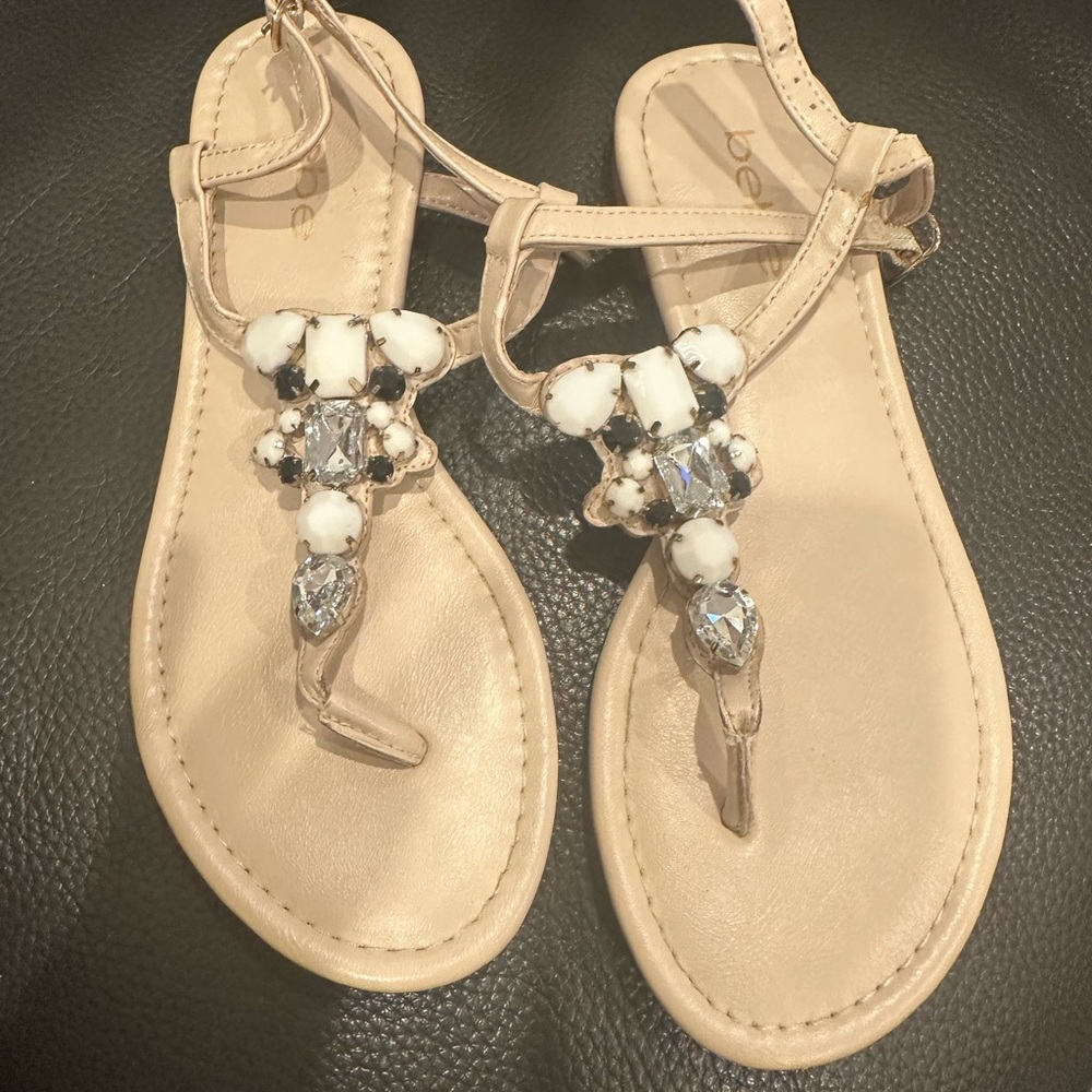 Bebe Beaded Beige Sandals - Picture 4 of 5